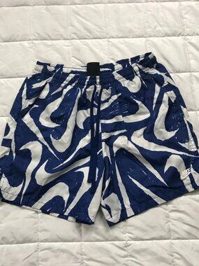 Men's Nike Swim Shorts Trunks Mesh Lined Navy Blue Nike Logo Swoosh Sz Large